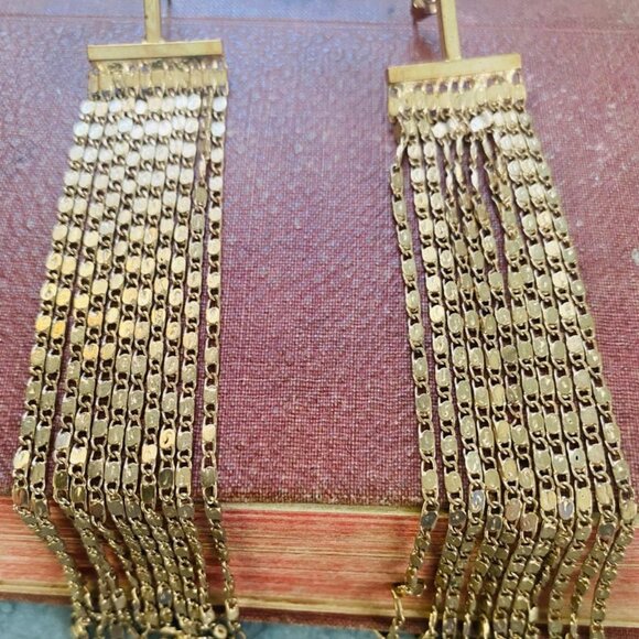 Chain Waterfall Tassel 4 inch earrings Costume Jewelry for drama lovers Retro 90 - Picture 1 of 5
